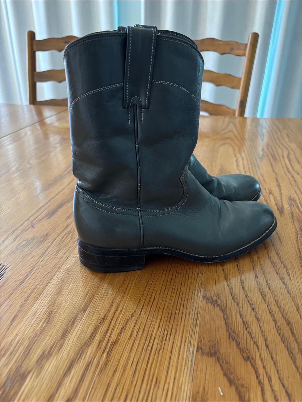 Classic Gray Leather Western Boots